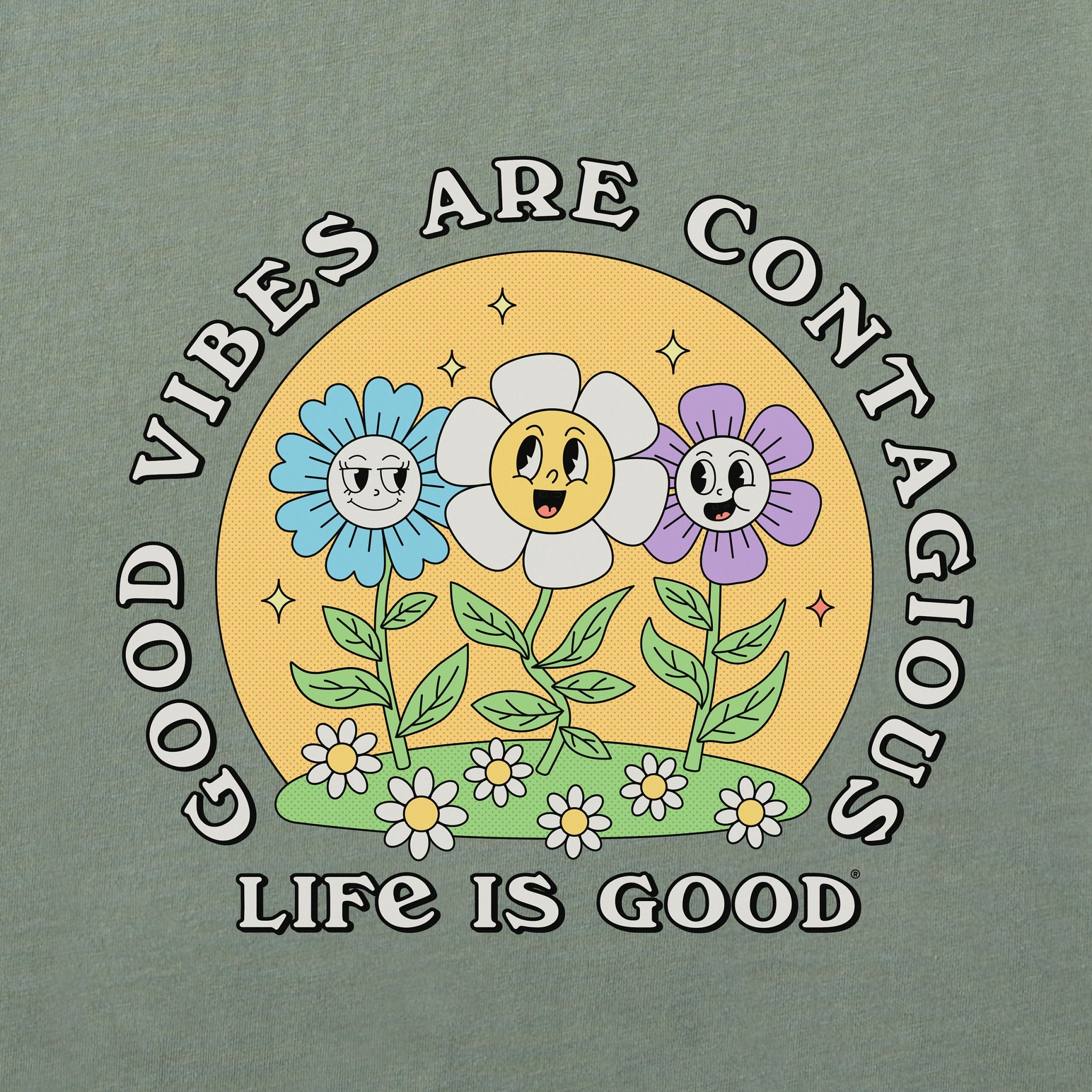 Women's Good Vibes are Contagious Flowers Short Sleeve Crusher Tee