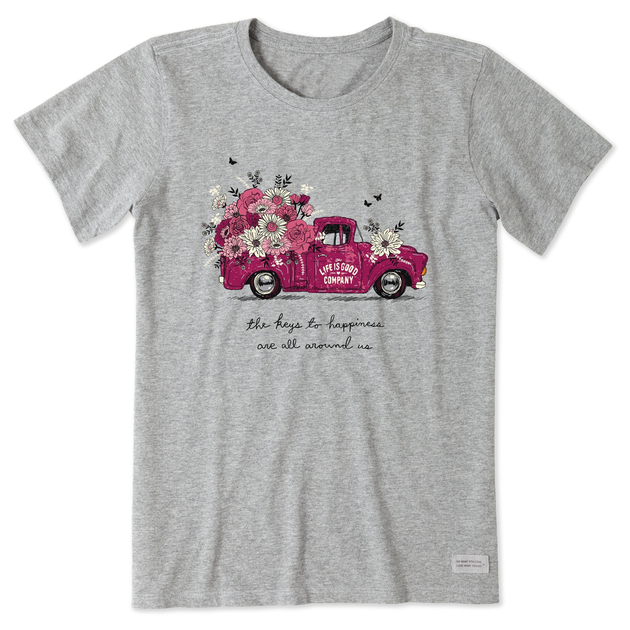 Women's Keys to Happiness Floral Pickup Short Sleeve Tee