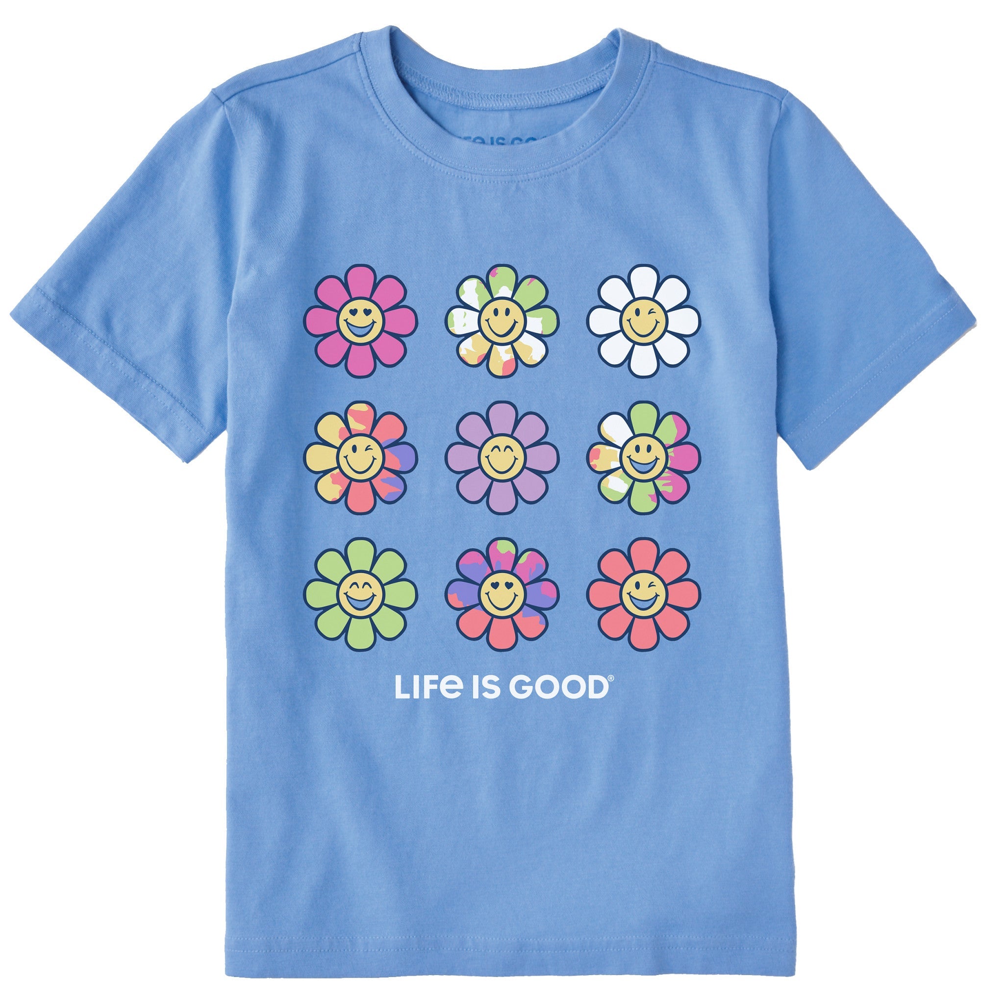 Kids Tie Dye Smile Daisies Short Sleeve Crusher Tee