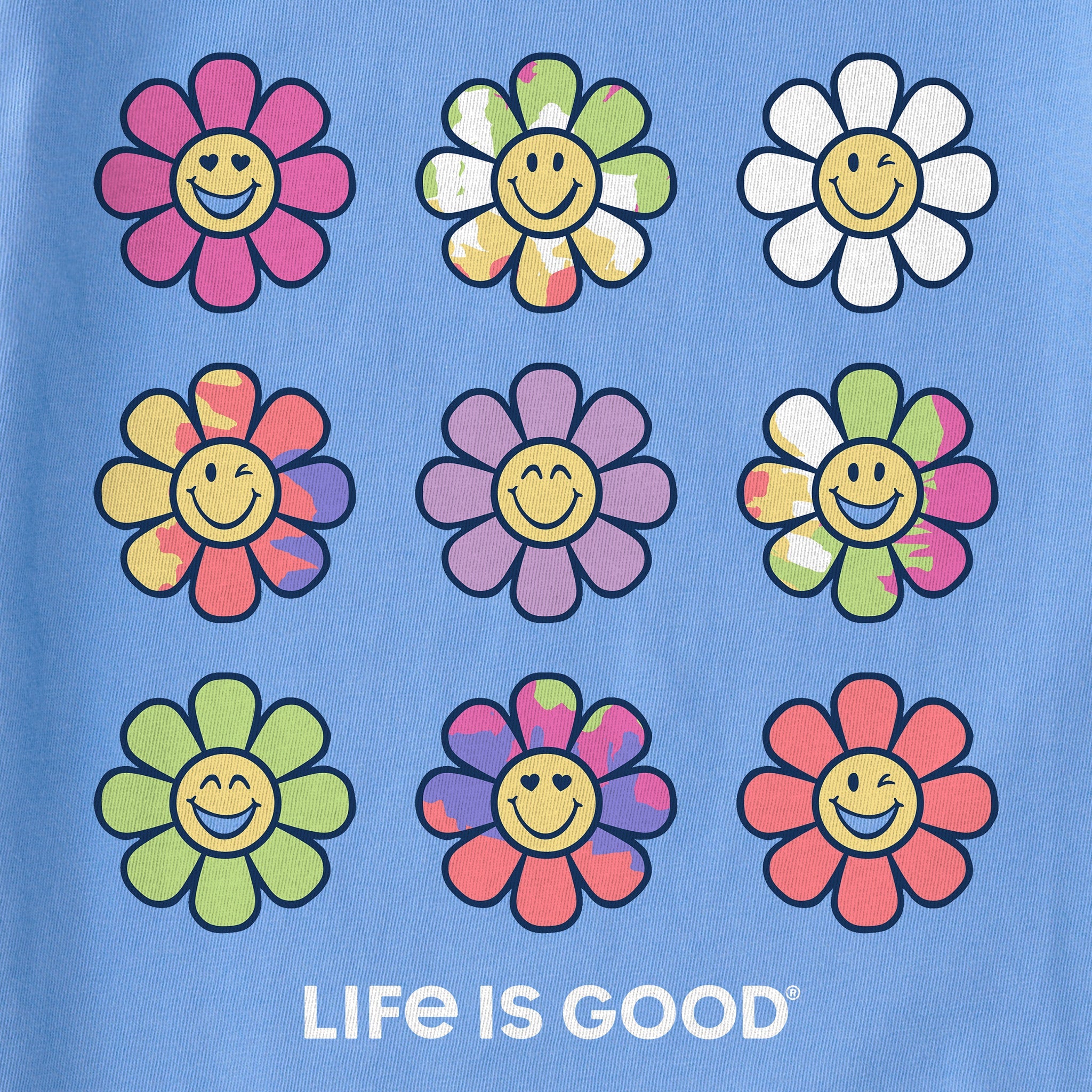 Kids Tie Dye Smile Daisies Short Sleeve Crusher Tee
