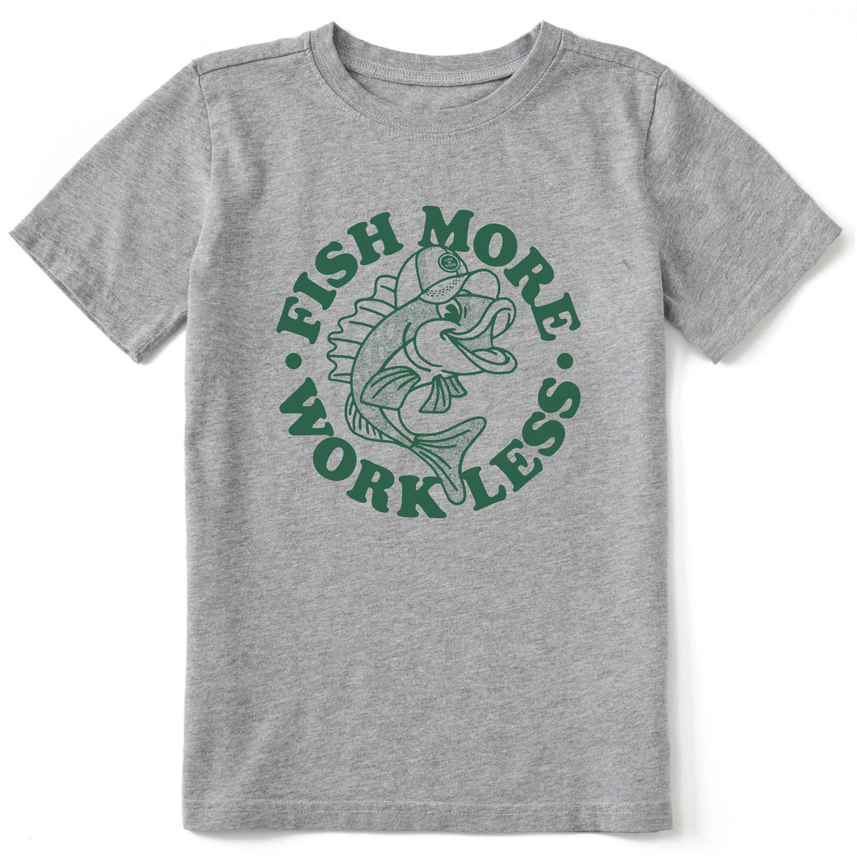 Kids Matchbook Fish More Work Less Short Sleeve Crusher Tee