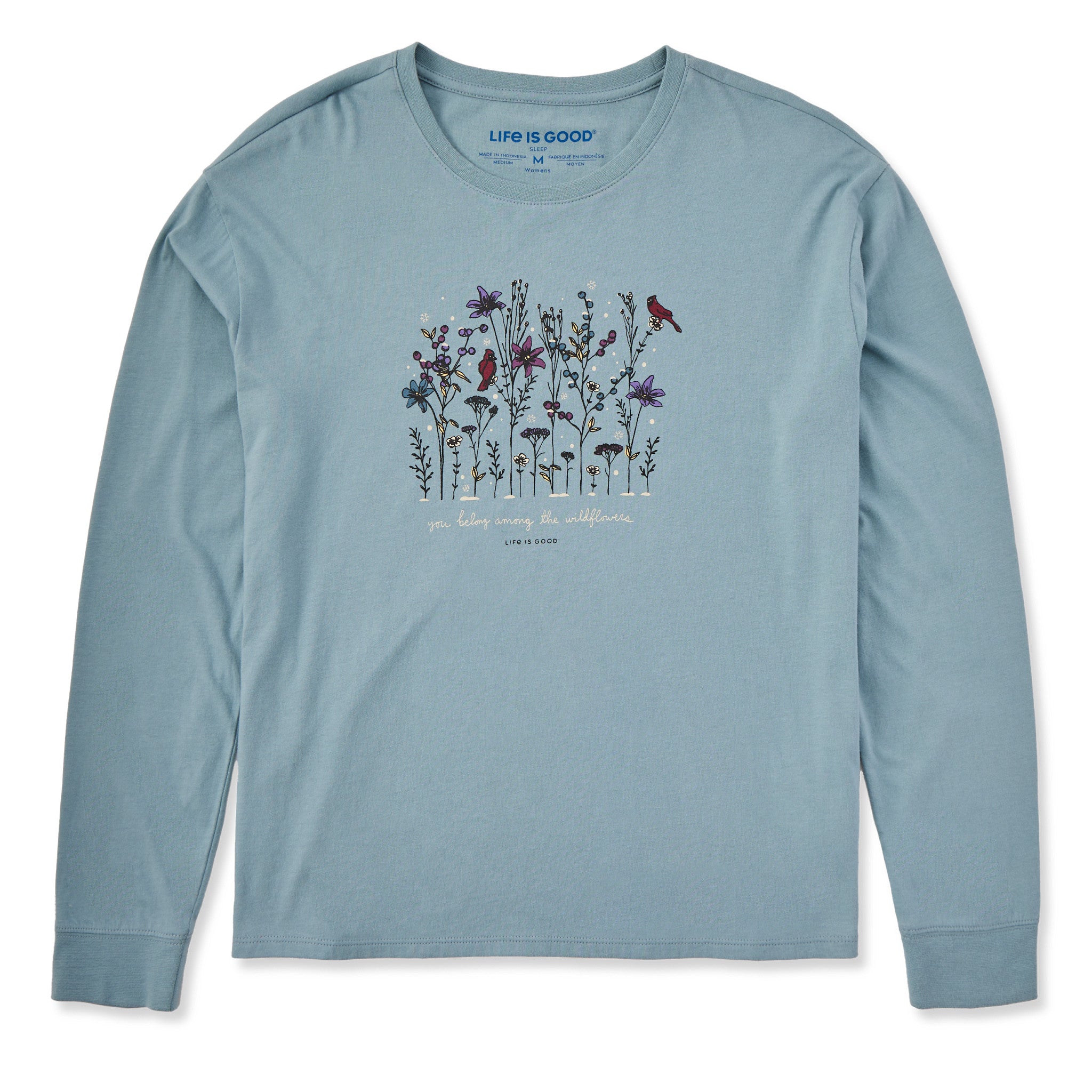 Women's Cardinal Wildflowers Long Sleeve Snuggle Up Sleep Tee