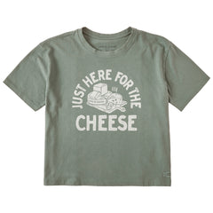 Women's Here for the Cheese Short Sleeve Crusher Boxy Tee