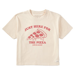 Women's Here for the Pizza (Pepperoni) Short Sleeve Crusher Boxy Tee