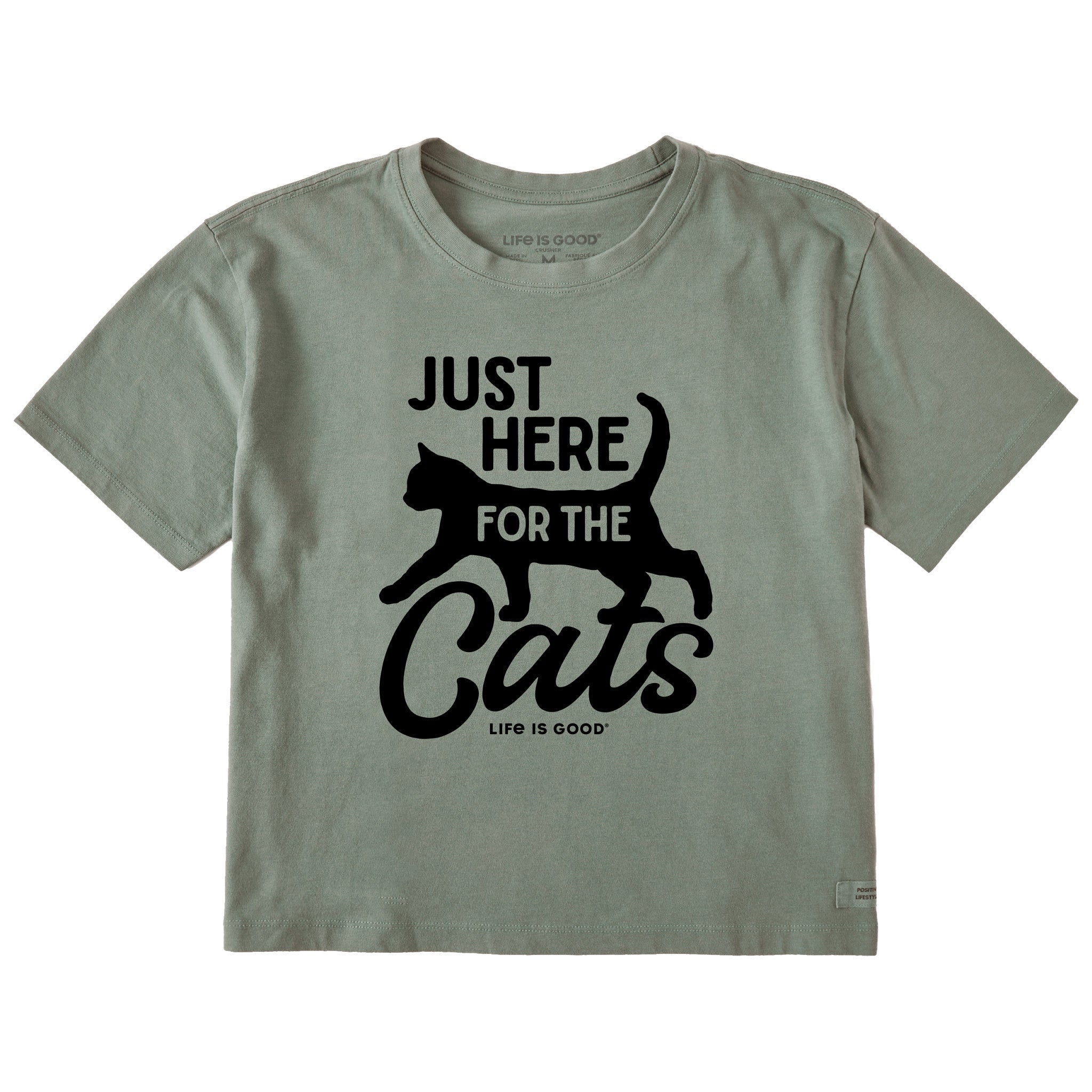 Women's Here for the Cats Short Sleeve Crusher Boxy Tee