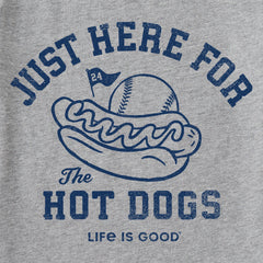 Women's Here for the Hot Dogs Baseball Short Sleeve Crusher Tee