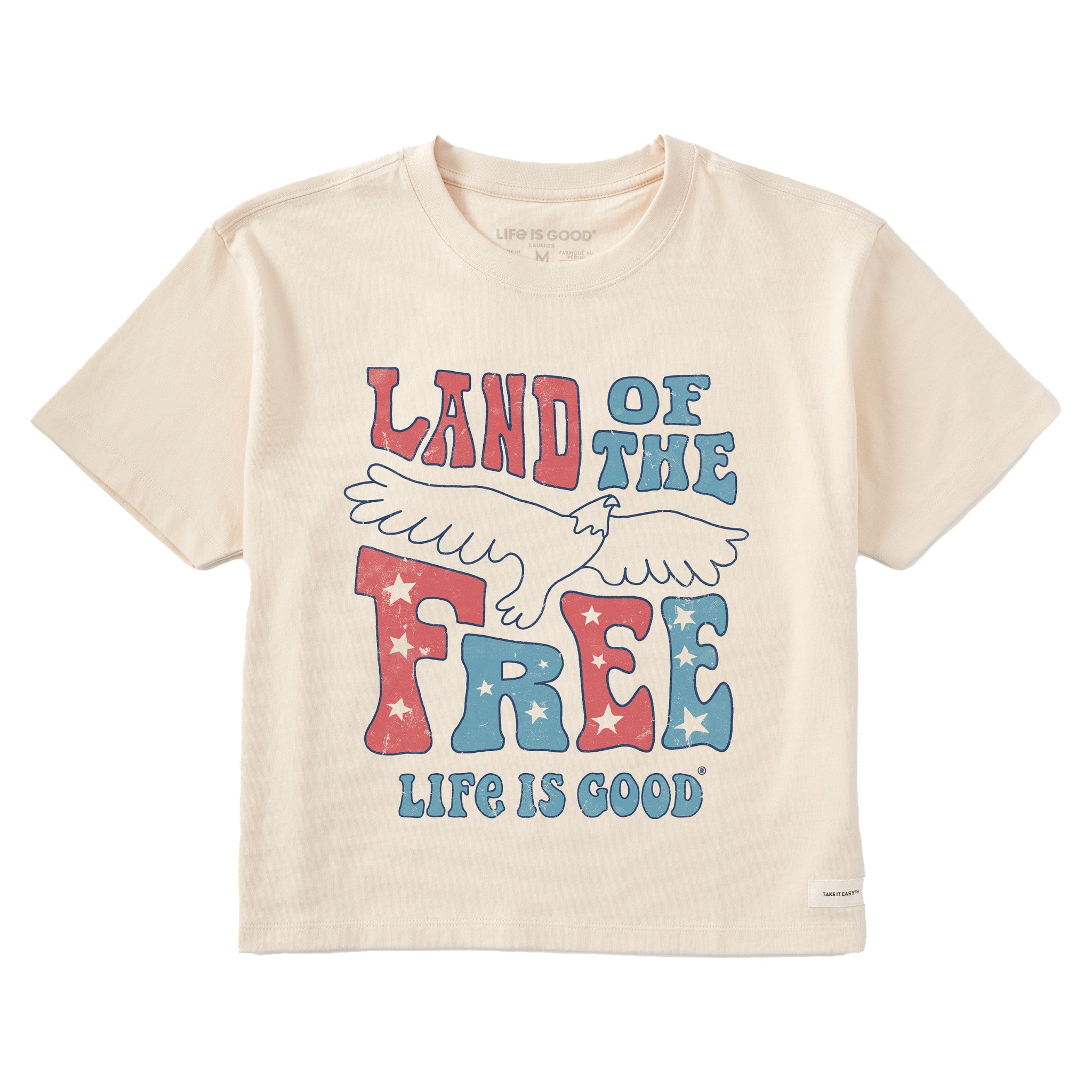 Women's Land of the Free Eagle Short Sleeve Crusher Boxy Tee