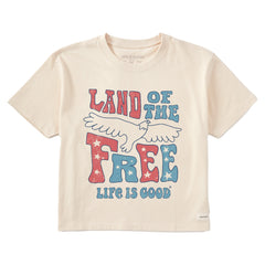 Women's Land of the Free Eagle Short Sleeve Crusher Boxy Tee
