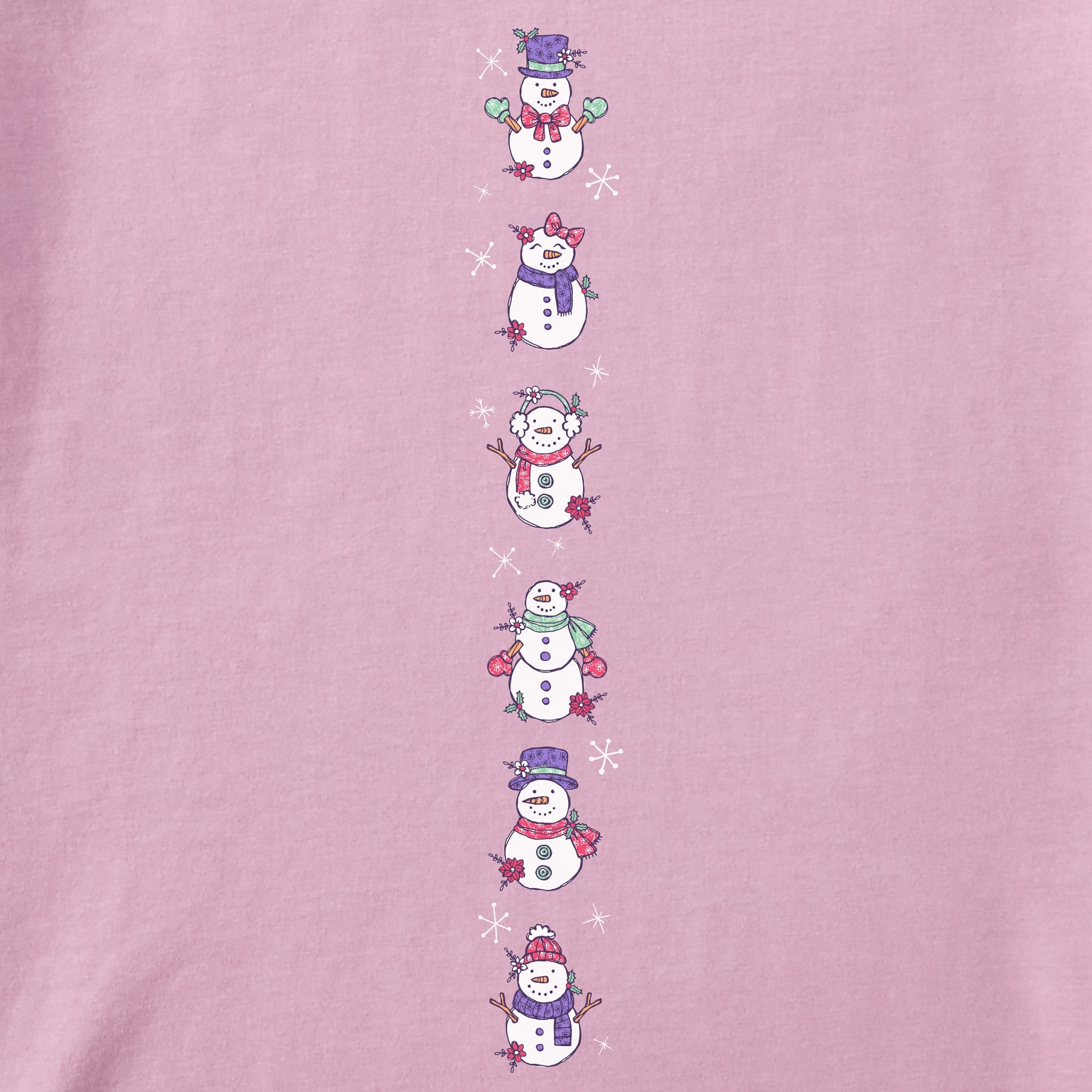 Women's Cute Snowmen Long Sleeve Crusher Tee