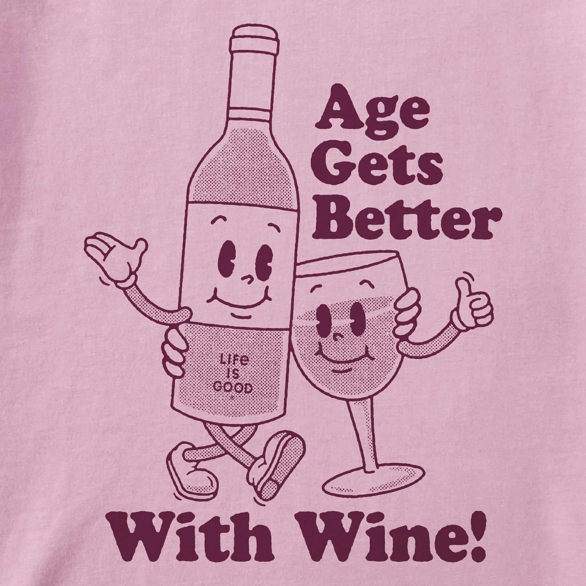 Women's Age Gets Better With Wine Mascot Short Sleeve Crusher Boxy Tee
