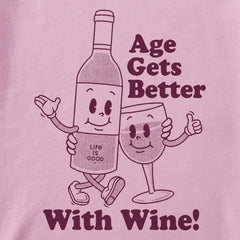 Women's Age Gets Better With Wine Mascot Short Sleeve Crusher Boxy Tee