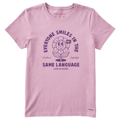 Women's Everyone Smiles Flower Short Sleeve Tee