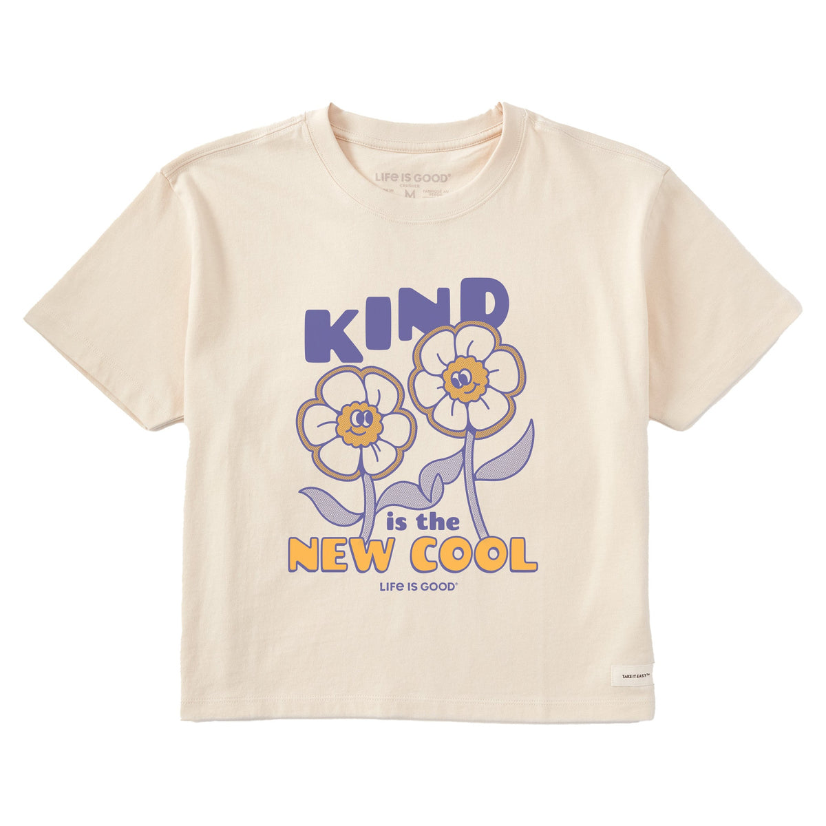 Women's Kind is the New Cool Flowers Short Sleeve Crusher Boxy Tee