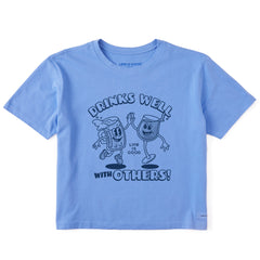 Women's Drinks Well With Others Mascot Short Sleeve Crusher Boxy Tee