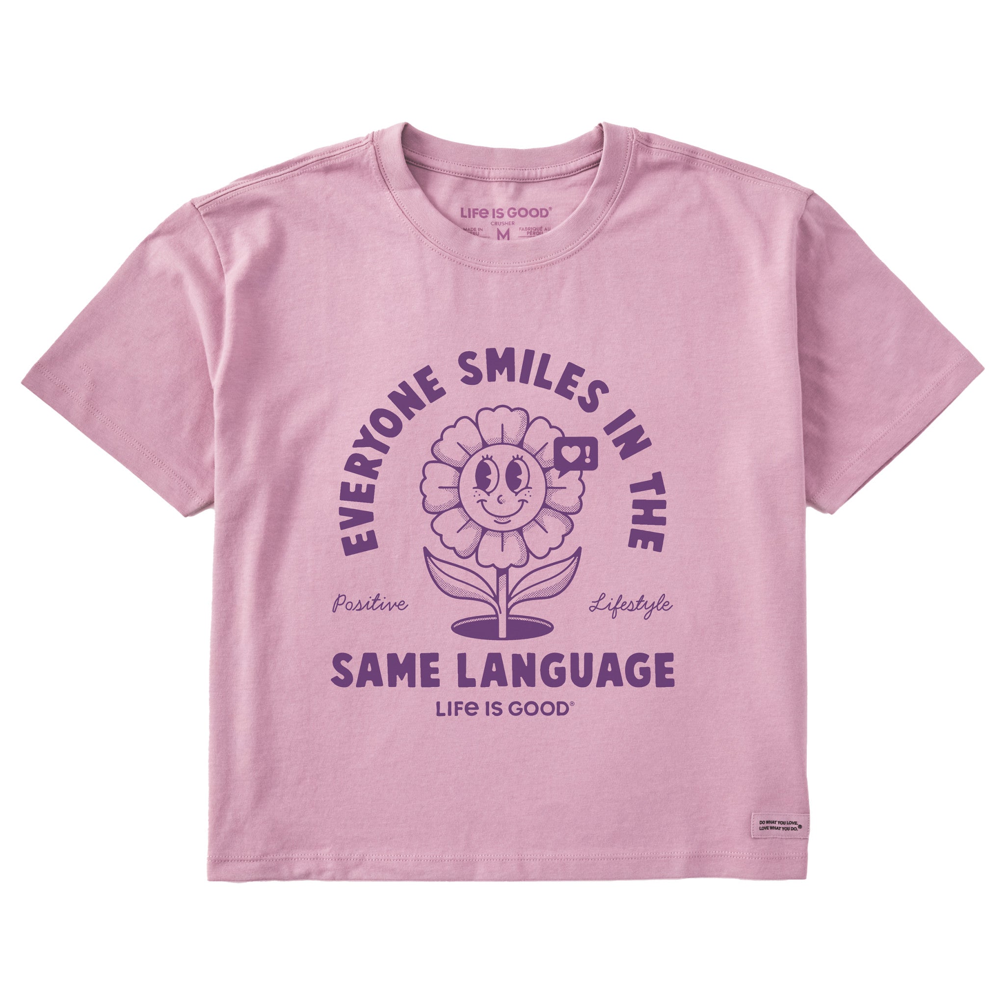 Women's Everyone Smiles Flower Short Sleeve Crusher Boxy Tee