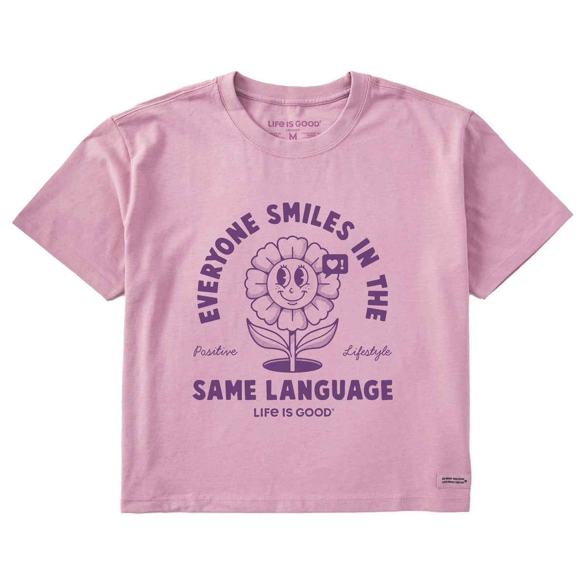 Women's Everyone Smiles Flower Short Sleeve Crusher Boxy Tee