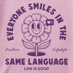 Women's Everyone Smiles Flower Short Sleeve Crusher Boxy Tee