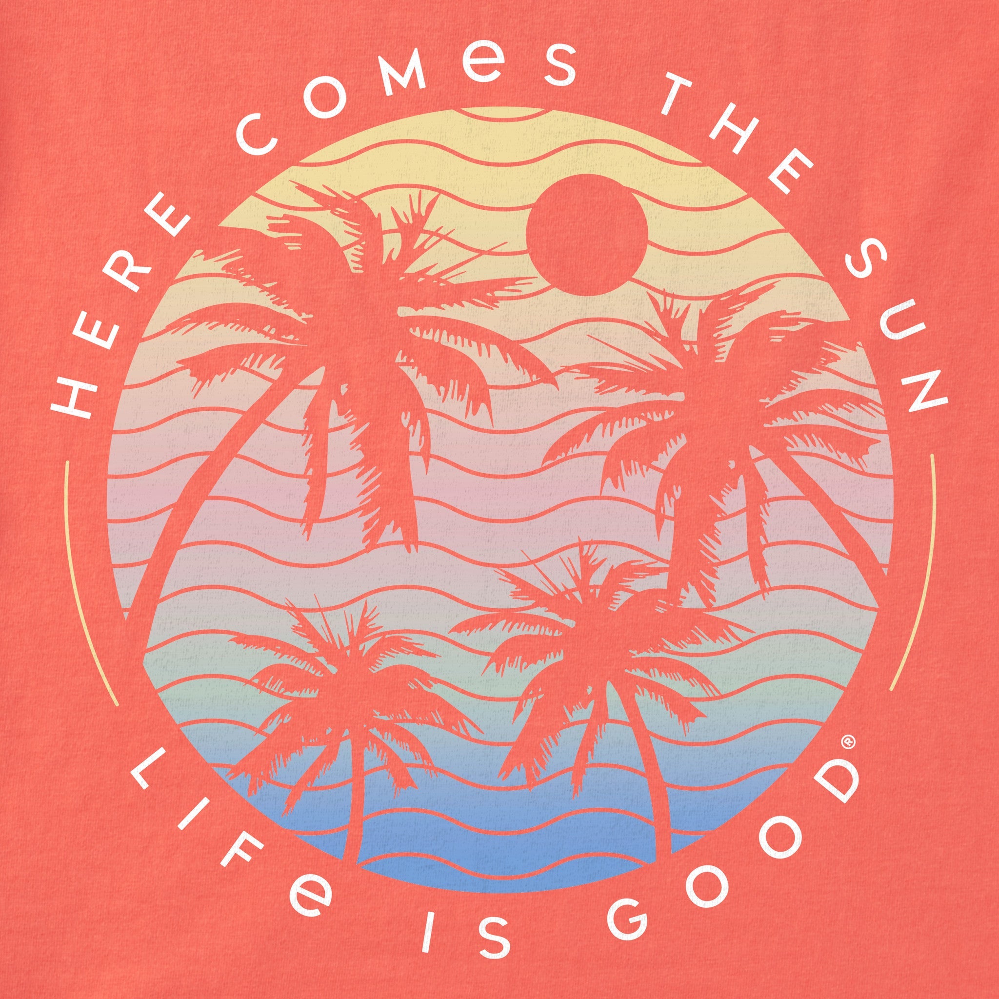 Women's Here Comes the Sun Palm Trees Short Sleeve Crusher Boxy Tee