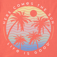 Women's Here Comes the Sun Palm Trees Short Sleeve Crusher Boxy Tee
