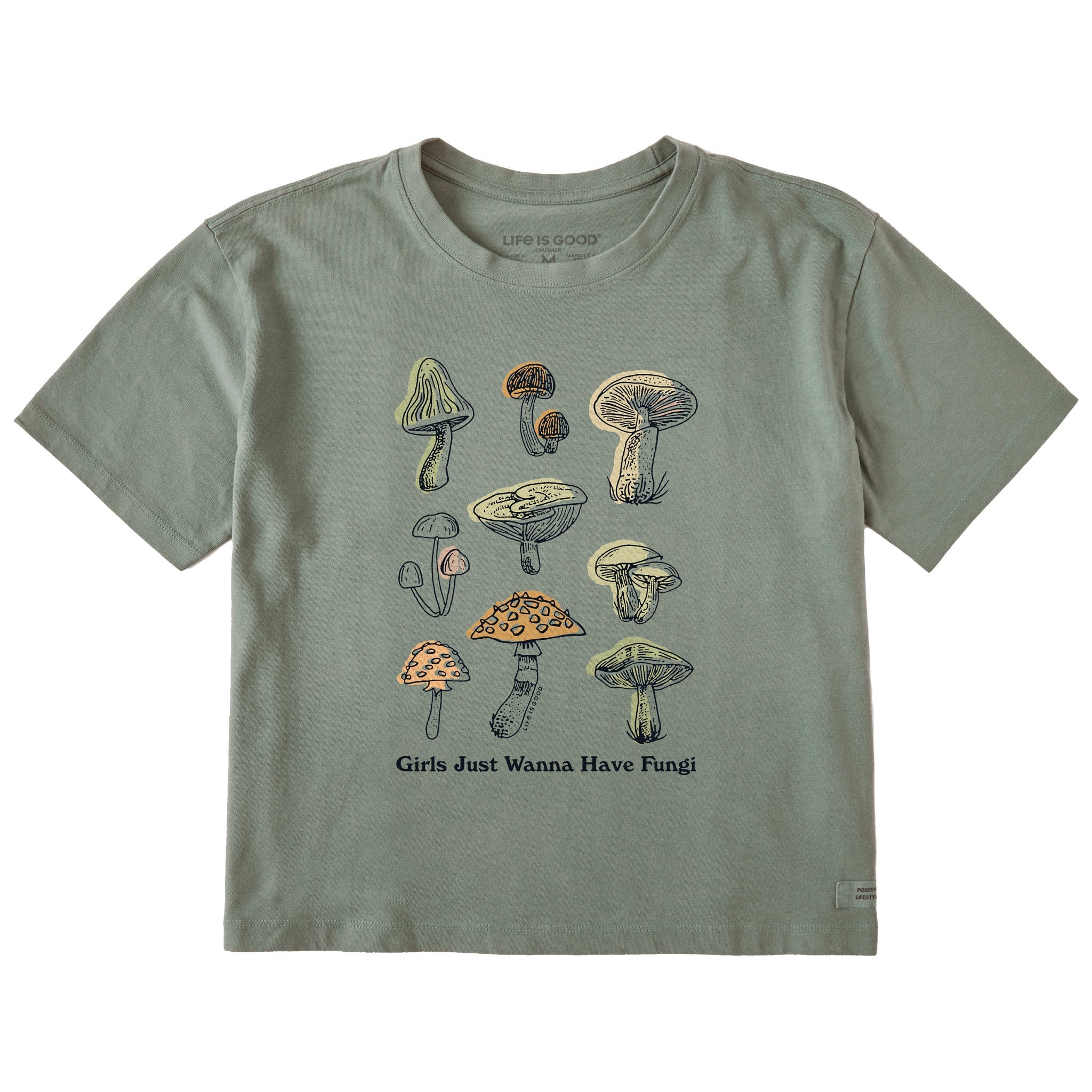 Women's Girls Just Wanna Have Fungi Short Sleeve Crusher Boxy Tee