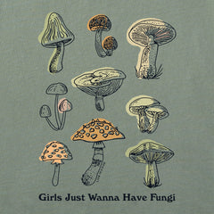 Women's Girls Just Wanna Have Fungi Short Sleeve Crusher Boxy Tee