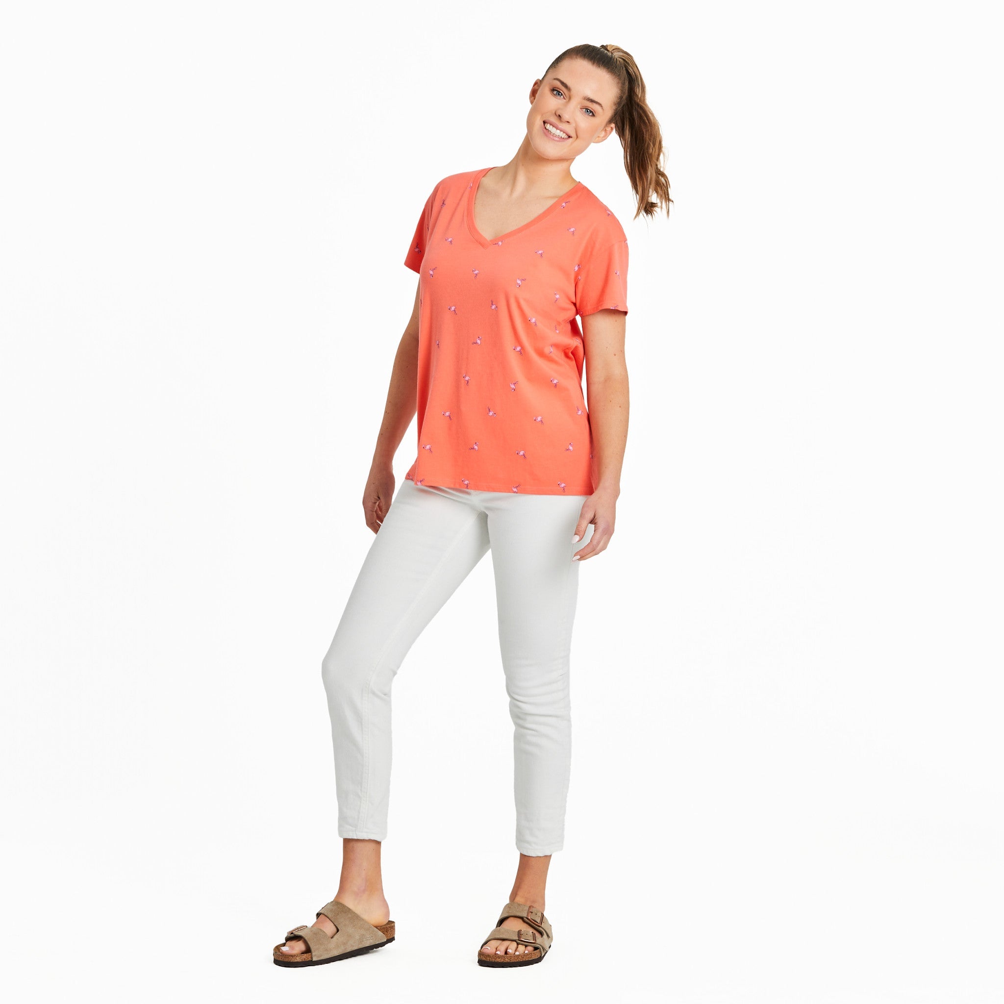 Women's Flamingo Pattern Crusher-LITE Easy Vee