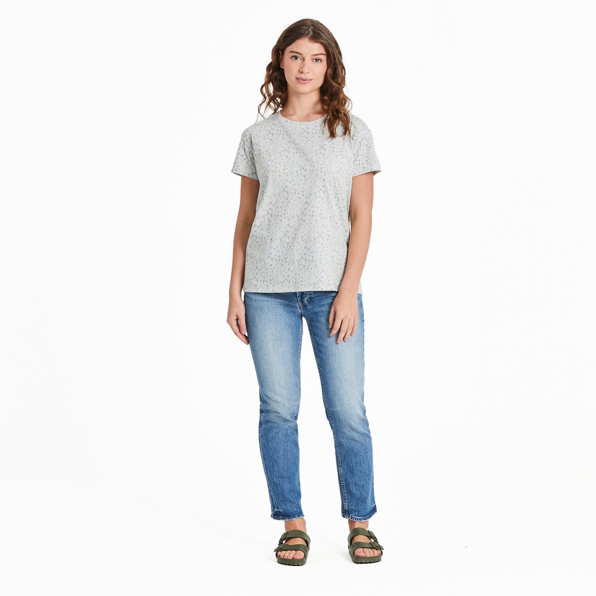 Women's Floral Sketch Pattern Crusher-LITE Easy Tee