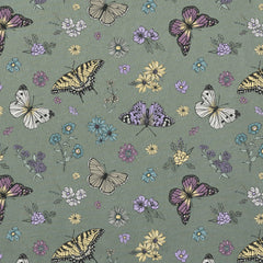 Women's Butterfly Garden Pattern Short Sleeve Crusher Boxy Tee