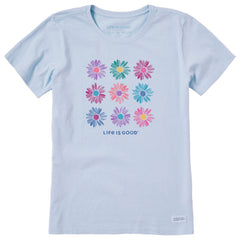 Women's Grid of Painted Daisies Short Sleeve Crusher Tee