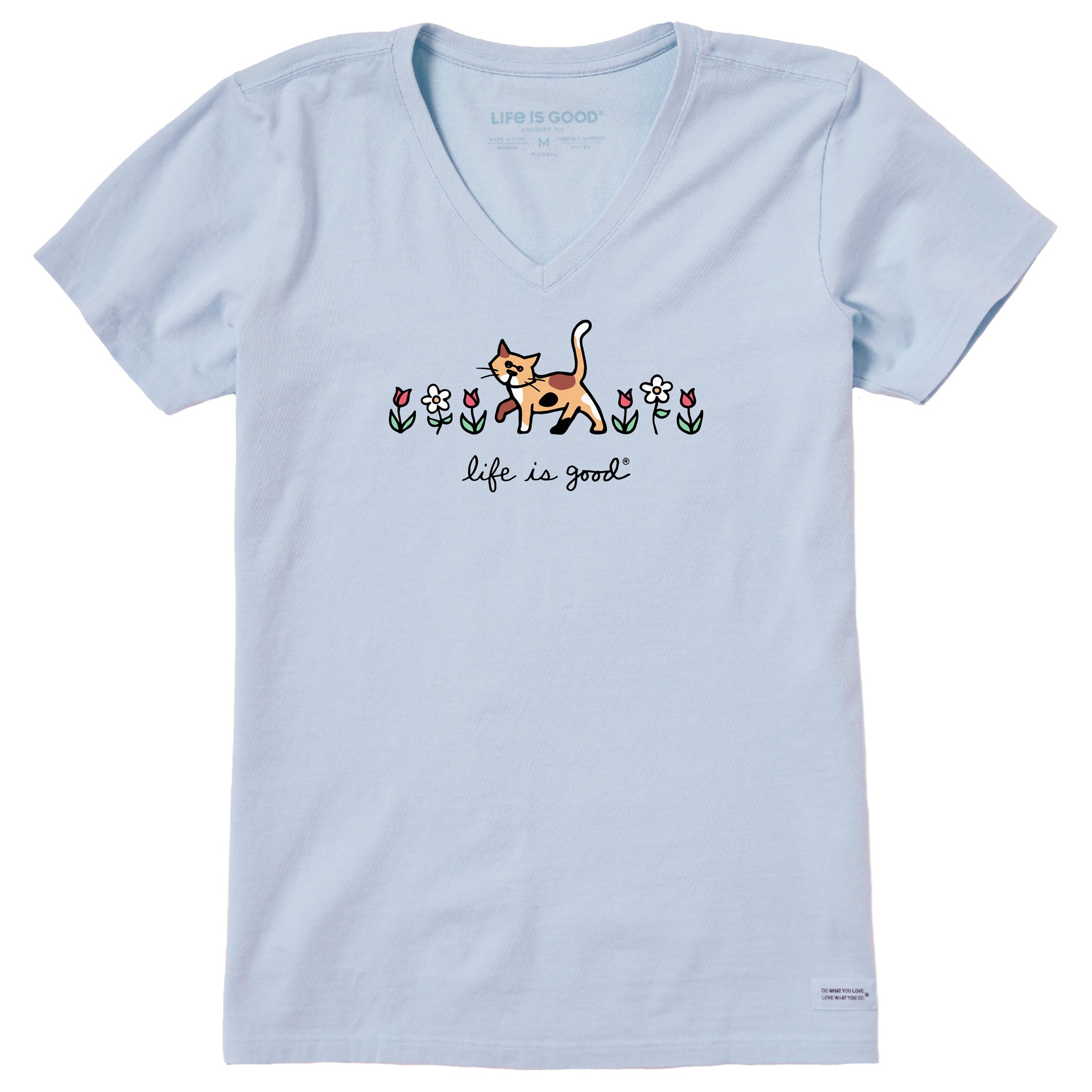 Women's Al with Flowers Short Sleeve Crusher Vee