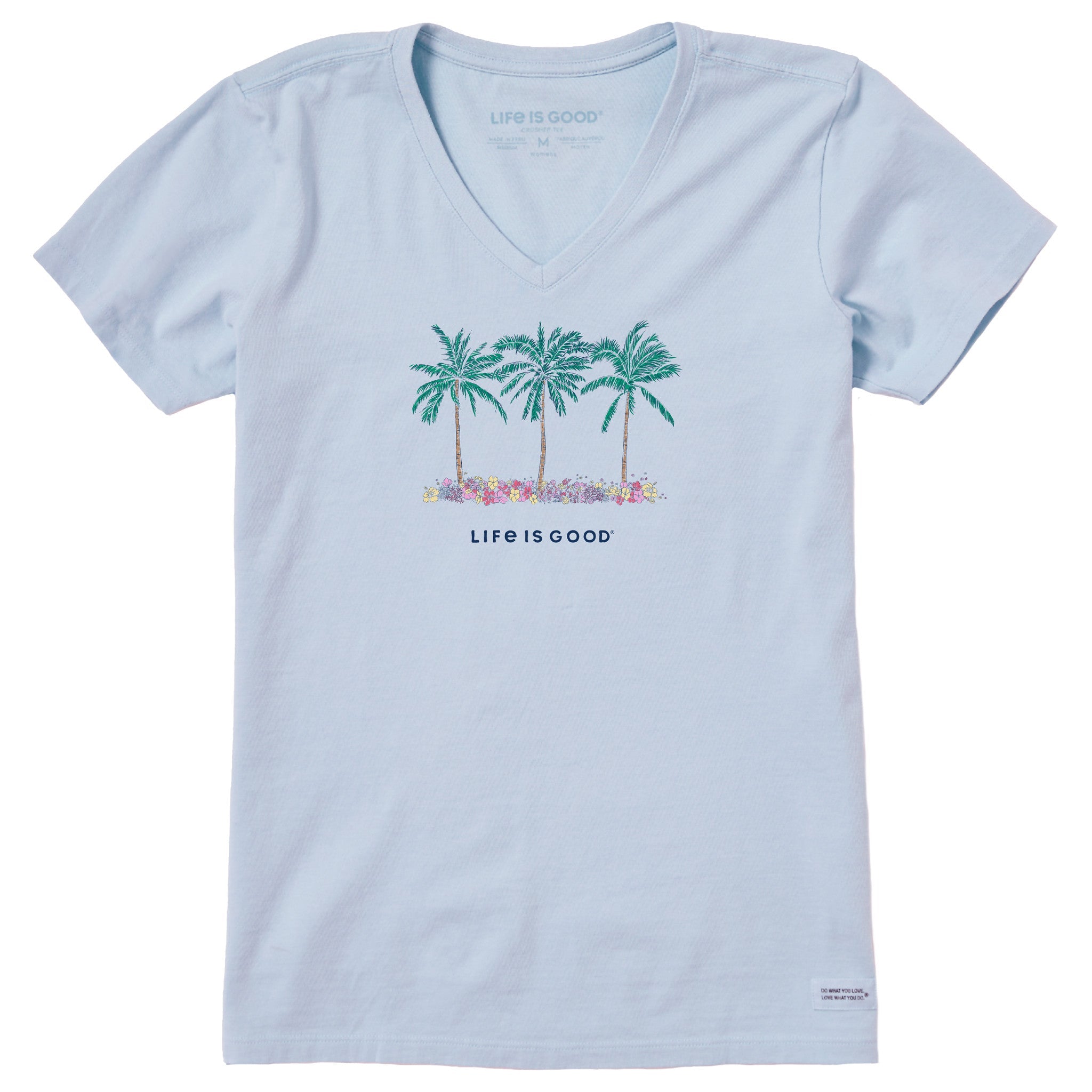 Women's Cool Palm Flowers Short Sleeve Vee