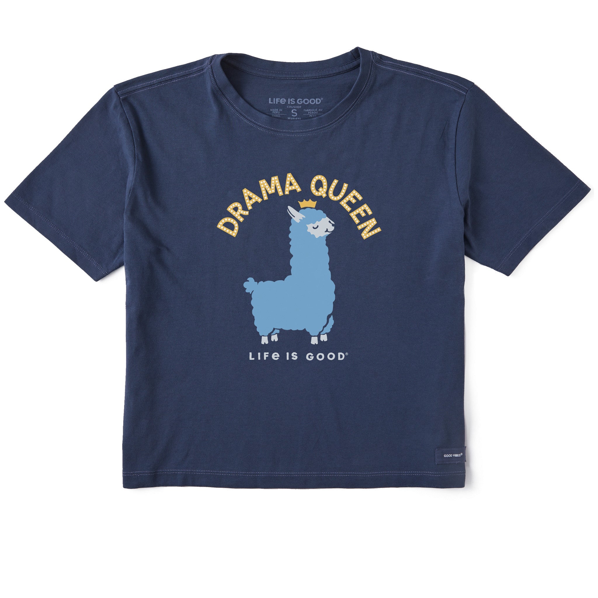 Women's Drama Queen Llama Short Sleeve Crusher Boxy Tee