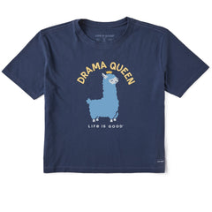 Women's Drama Queen Llama Short Sleeve Crusher Boxy Tee
