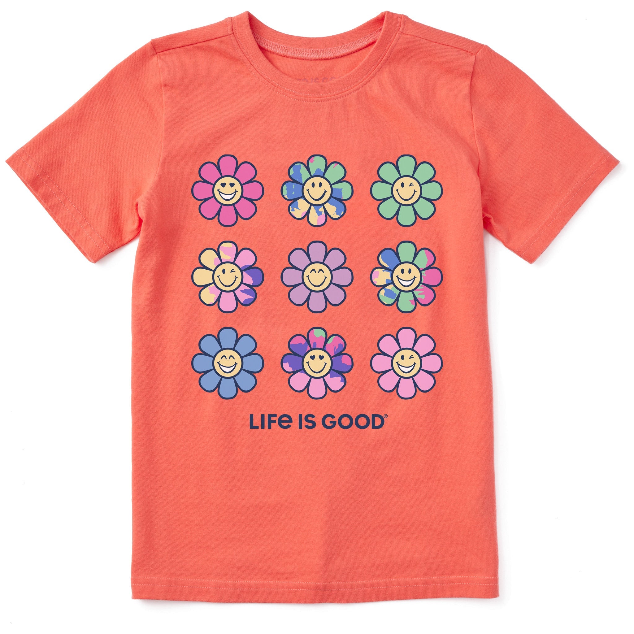 Kids Tie Dye Smile Daisies Short Sleeve Crusher Tee
