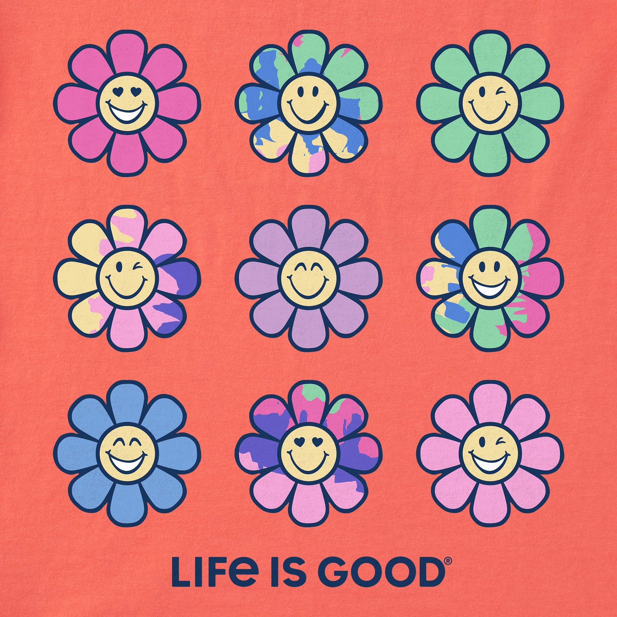 Kids Tie Dye Smile Daisies Short Sleeve Crusher Tee