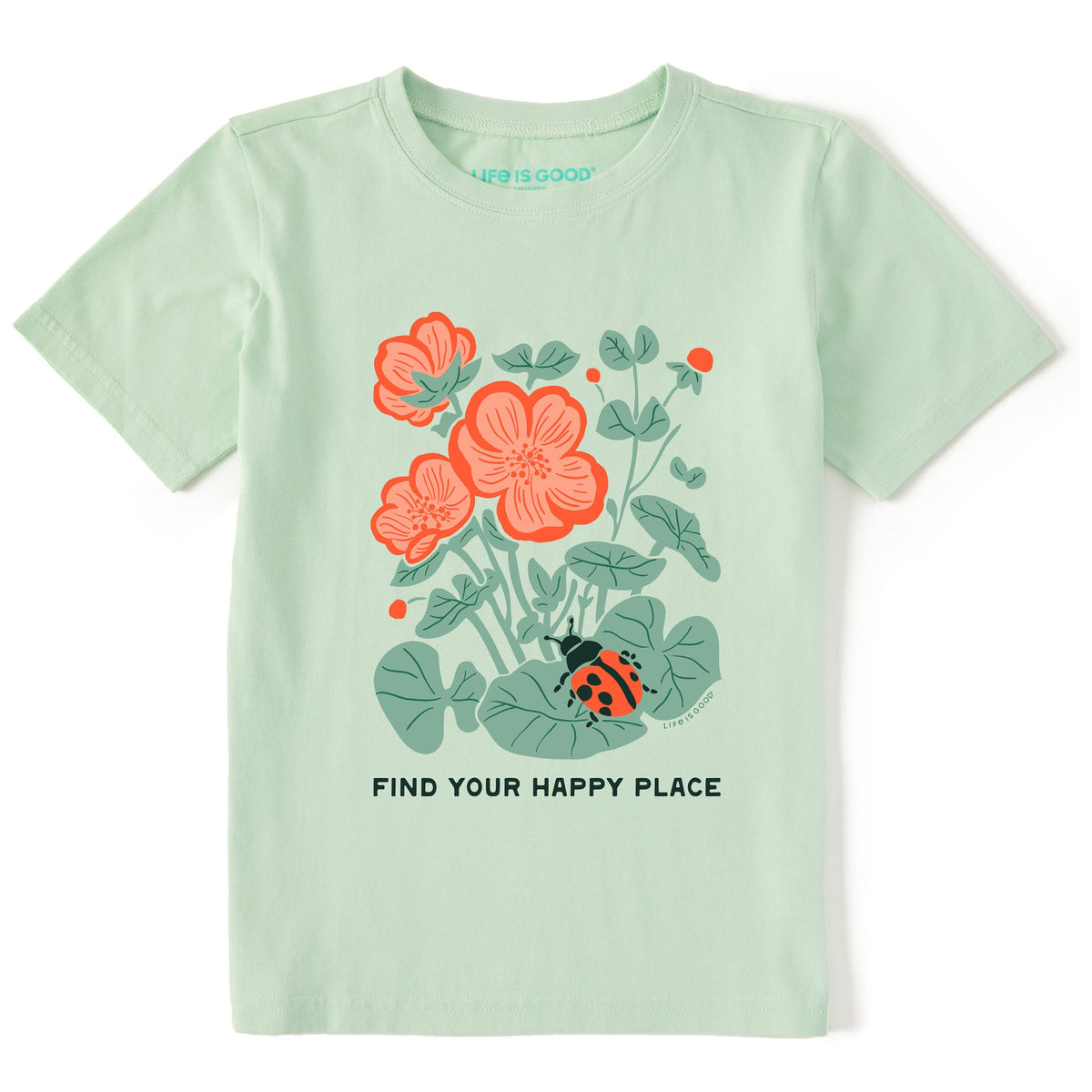 Kids Find Your Happy Place Ladybug Short Sleeve Crusher Tee