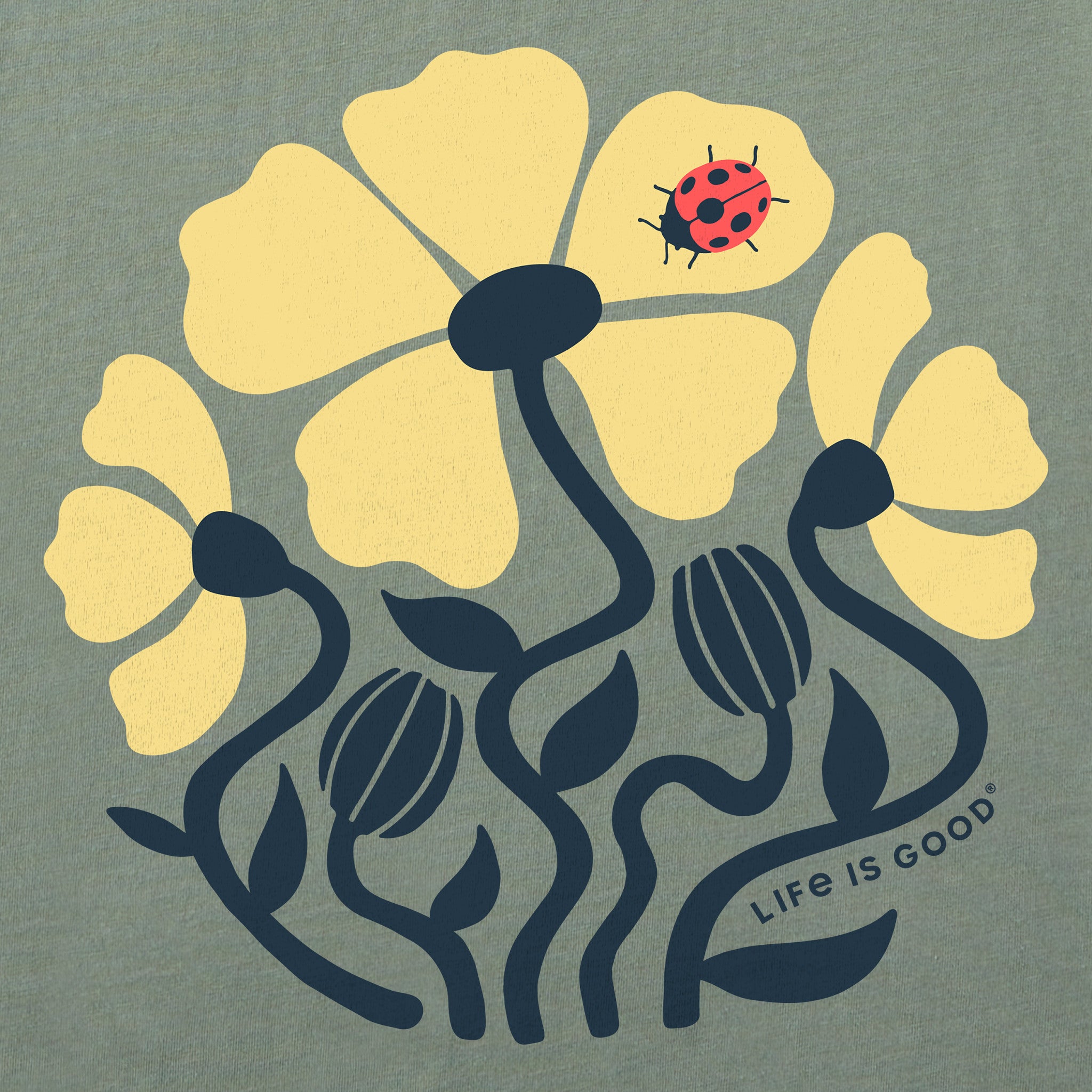 Women's Ladybug Flowers Short Sleeve Crusher Boxy Tee