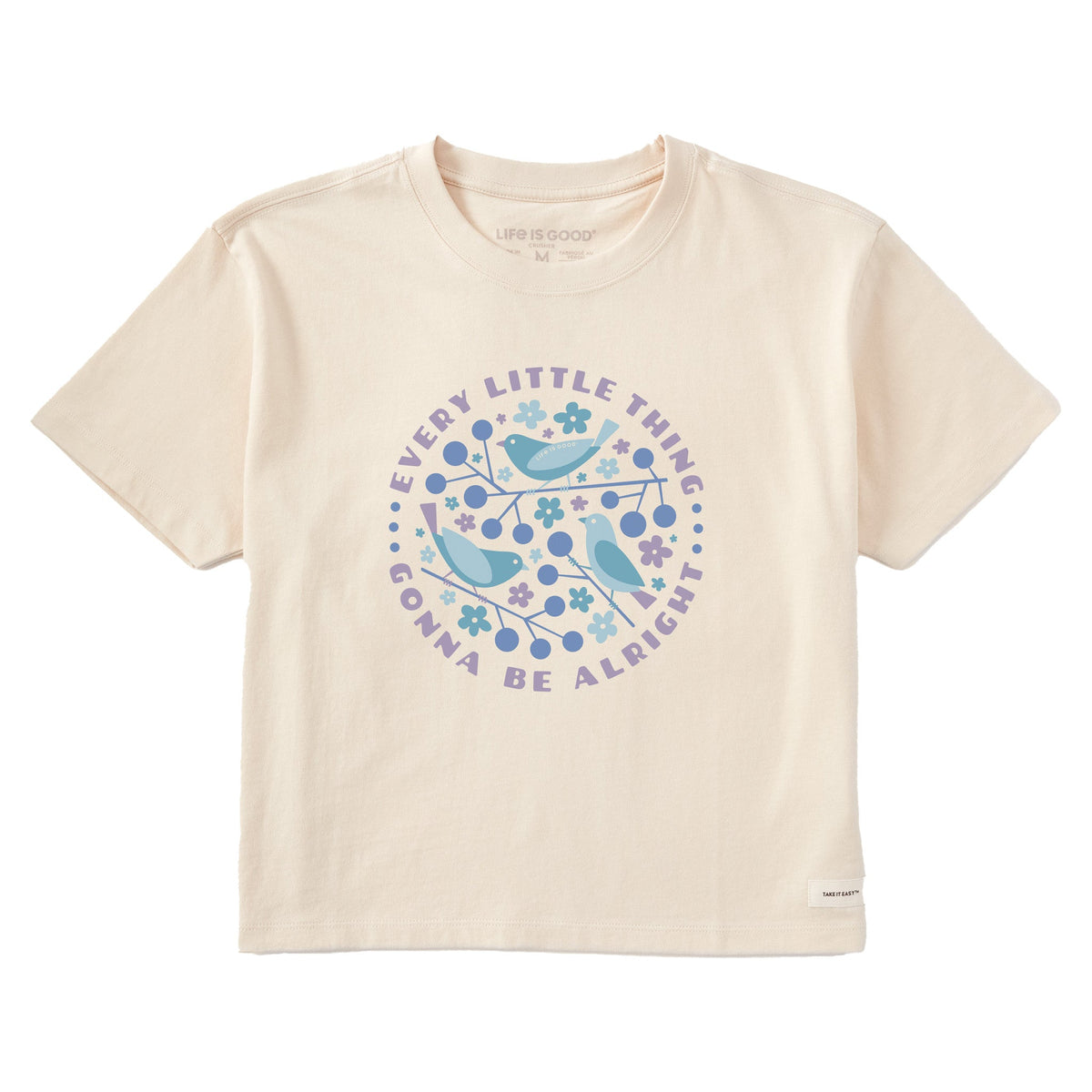 Women's Crafty Three Little Birds Short Sleeve Crusher Boxy Tee
