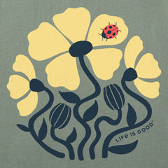 Women's Ladybug Flowers Short Sleeve Crusher Tee
