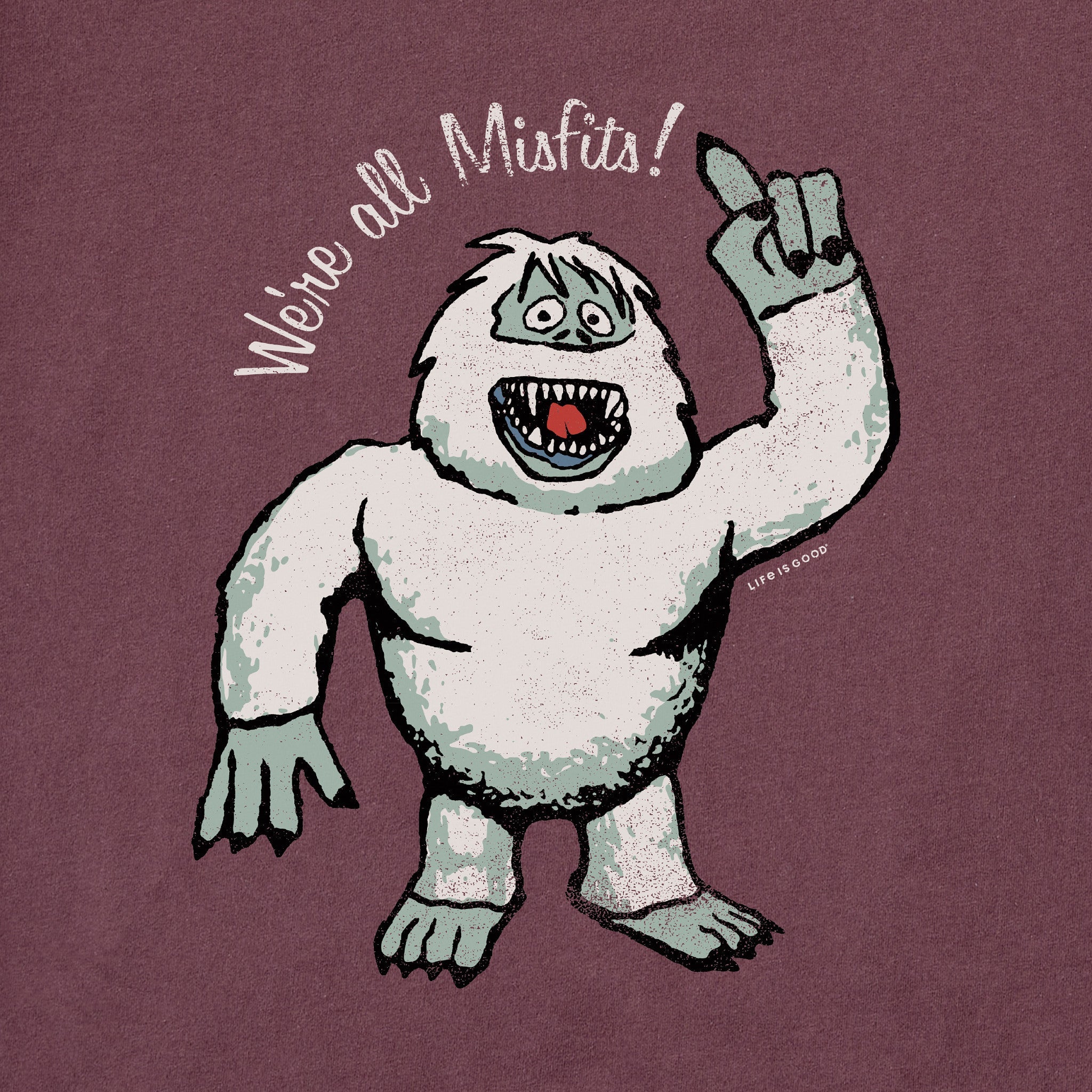 Men's We're All Misfits Snow Monster Long Sleeve Crusher Tee