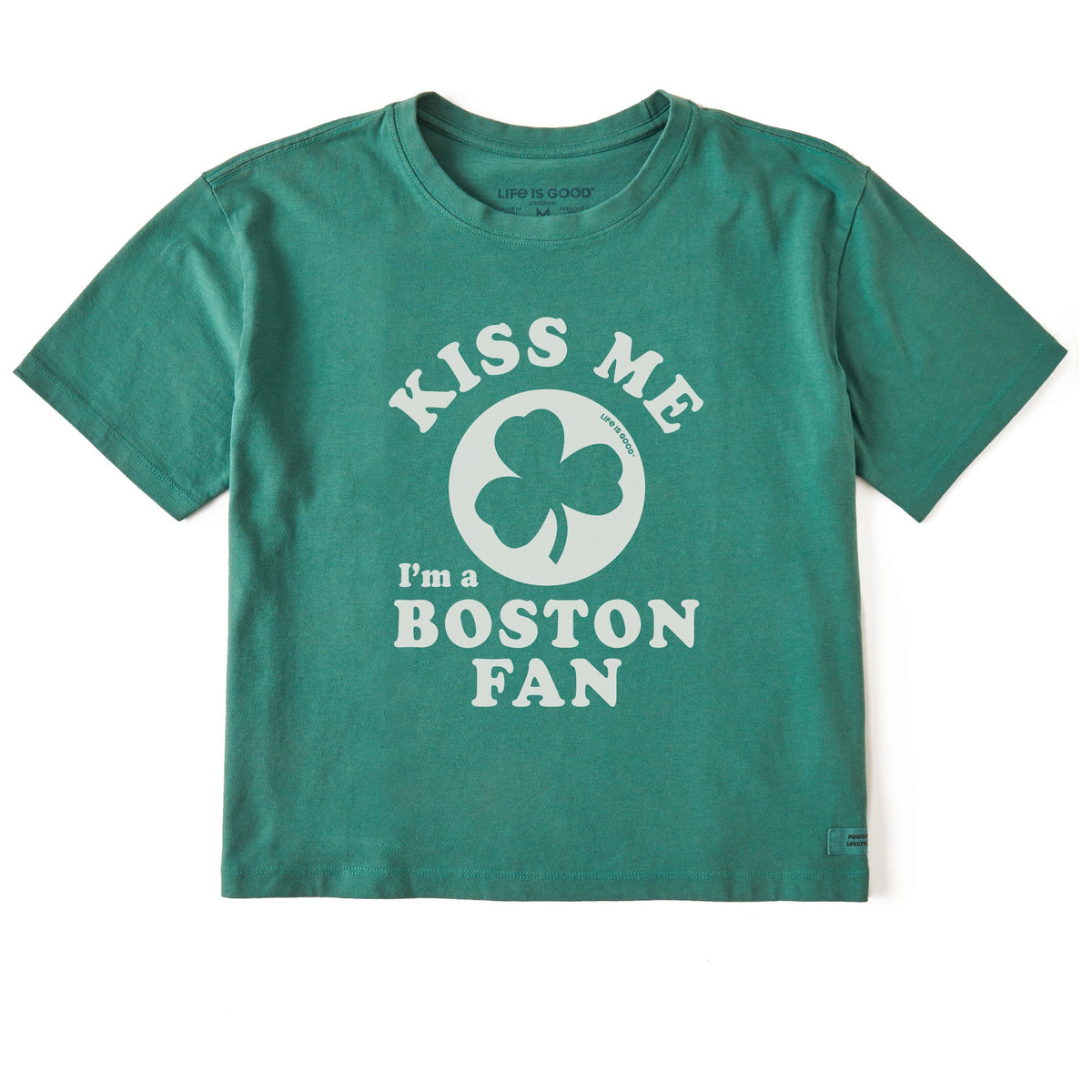 Women's Kiss Me I'm a Boston Fan Short Sleeve Crusher Boxy Tee