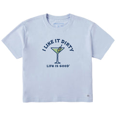 Women's I like it Dirty Martini Vintage Short Sleeve Crusher Boxy Tee