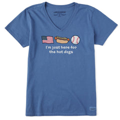 Women's Just Here for the Hot Dogs Short Sleeve Vee