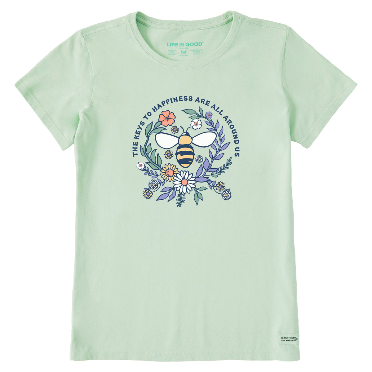 Women's Keys to Happiness Bee Short Sleeve Crusher Tee