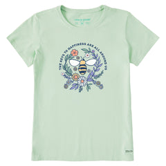 Women's Keys to Happiness Bee Short Sleeve Crusher Tee