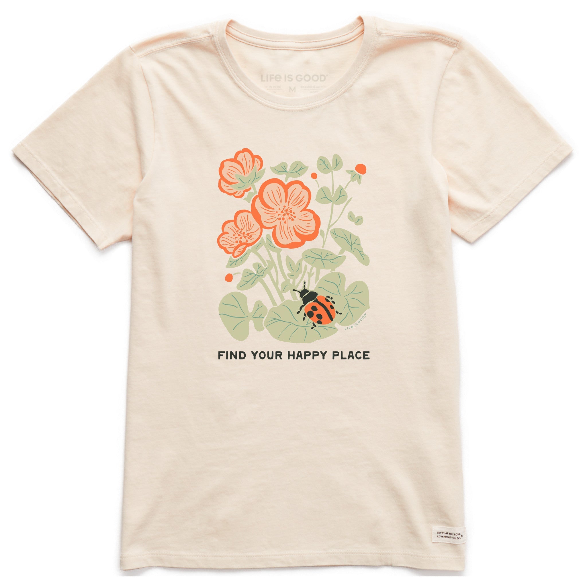 Women's Find Your Happy Place Ladybug Short Sleeve Crusher Tee
