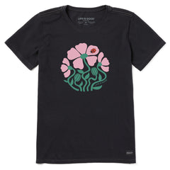 Women's Ladybug Flowers Short Sleeve Crusher Tee