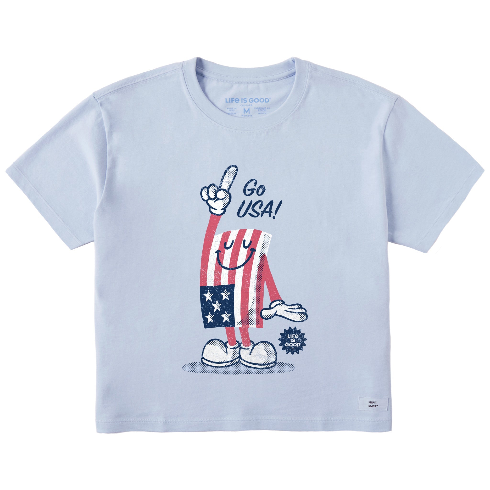 Women's Go USA Flag Guy Short Sleeve Crusher Boxy Tee