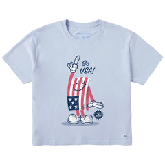 Women's Go USA Flag Guy Short Sleeve Crusher Boxy Tee