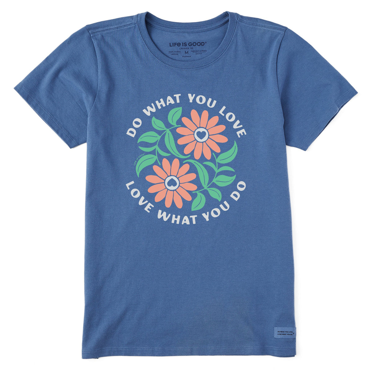 Women's Do What You Love Yin Yang Flowers Short Sleeve Crusher Tee